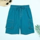 thumbnail image 5 of Pantalones Cortos para Hombre de Cintura Elástica con Bolsillos Pantalones de Verano Casuales de Color Sólido, Poliéster Ligero de Moda para la Playa, la Natación Y el Uso Diario, 5 of 6