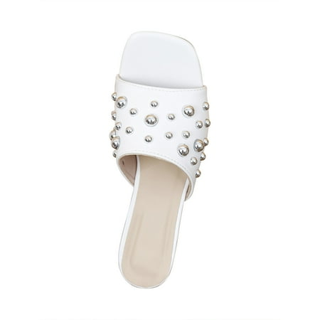 

Sandals for Women Leisure Vacation Fashion Rectangular Toe Open Toed Ball Mental Studded High Heel Sandals Low Heel Sandals Summer Orthopedic Open Toe Sandals Anti-slip Beach Sandals Size 3.5-7