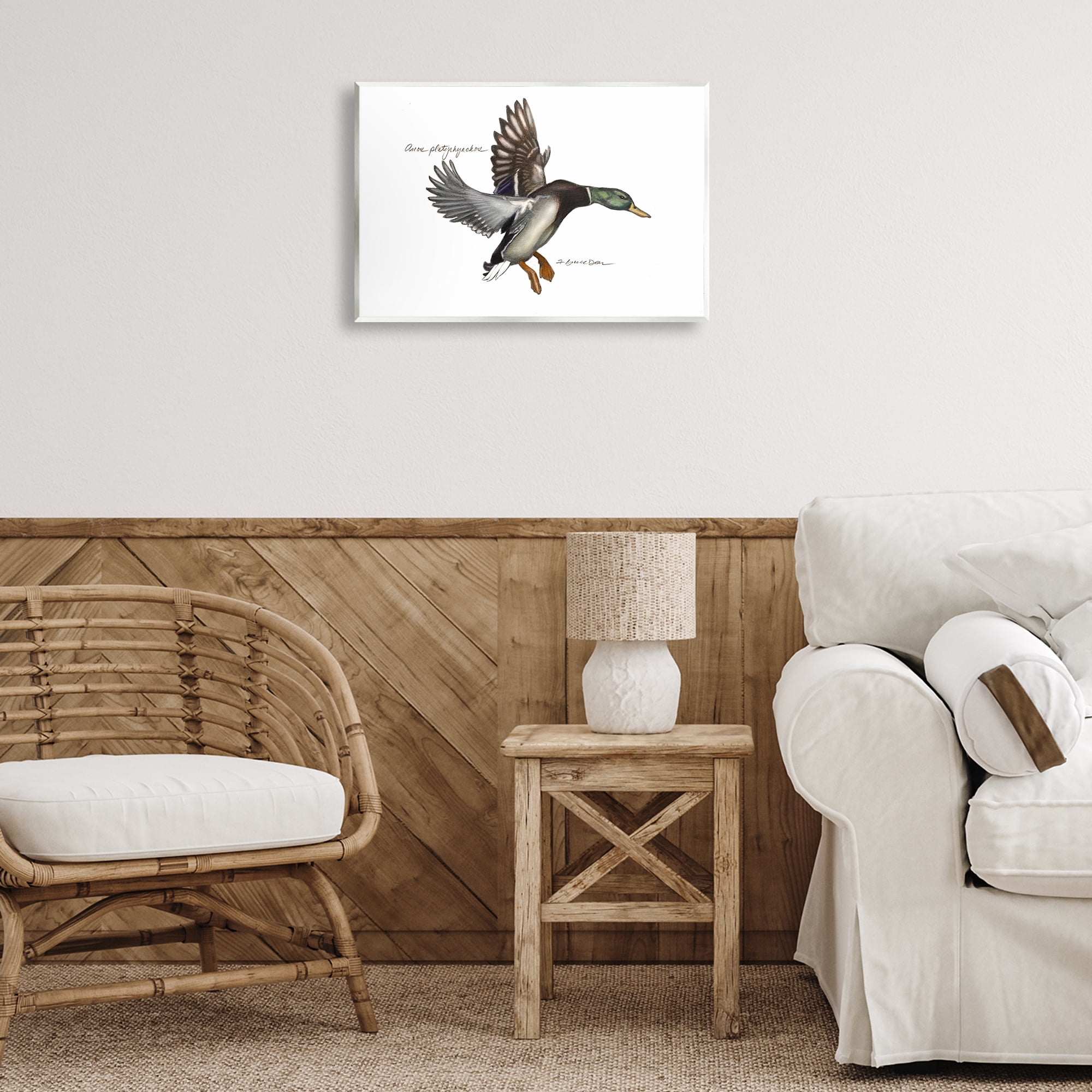 Stupell Industries Flying Mallard Duck Animals & Insects Painting Unframed Art Print Wall Art, 19 x 13