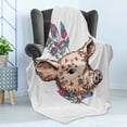 thumbnail image 4 of Farm Animal Soft Flannel Fleece Blanket, Abstract Sketch of Pig Portrait with Colorful Bohemian Style Feathers, Cozy Plush for Indoor and Outdoor Use, 50" x 60", Peach and Multicolor, by Ambesonne, 4 of 5