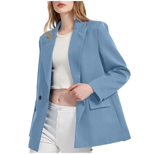 Abrigo y chaquetas casuales de manga larga sin capucha para mujer, abrigo de traje con botones de manga larga de color liso a la moda, abrigo/chaqueta casual sin sombrero de manga larga para mujer