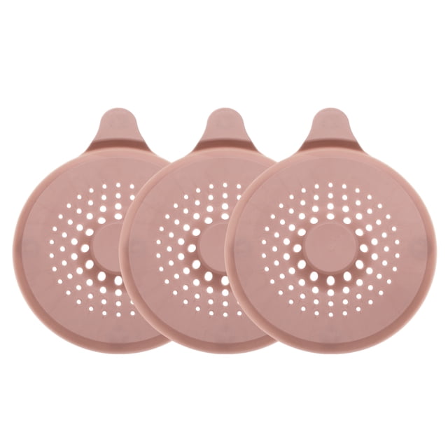 Uxcell 3packs Shower Drain Hair Catcher Round Drain Strainer for Shower, Pink