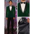thumbnail image 4 of Unique Bargains Men's Slim Fit Shawl Lapel One Button Wedding Velvet Tuxedo Blazer M Dark Green, 4 of 6
