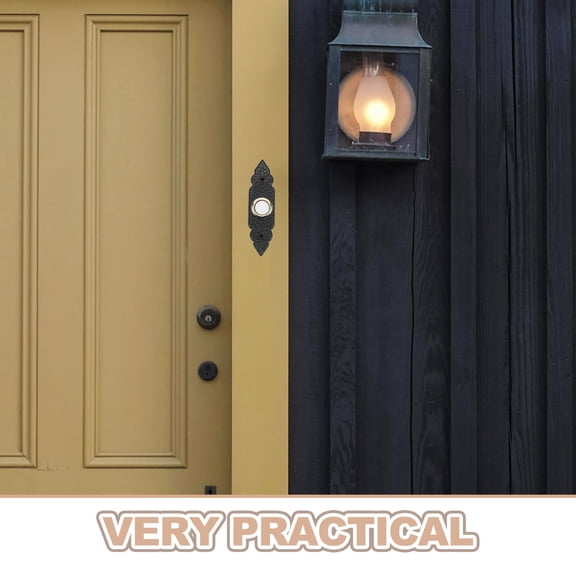 OUNONA Metal Vintage Doorbell Push Button Black Zinc Alloy with Elegant Retro Design for Porch