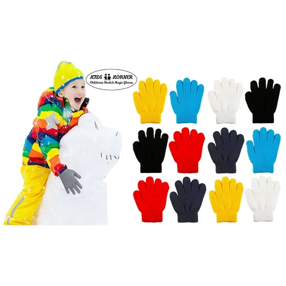 Kids Korner Unisex Children's Assorted Snowflake Magic Stretch Kids Gloves Toddler 12-Pack