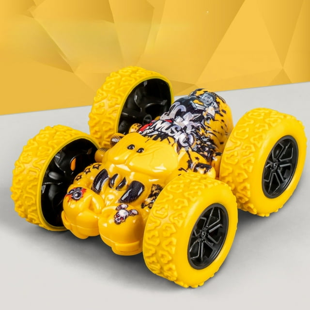 Oefntac Voitures Jouets Voiture Cascade Double Face à Quatre Roues Motrices Voiture de Course Voiture à Inertie Jouet pour Enfants Sans Piles Peut Être Poussé à la Main
