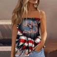 thumbnail image 2 of Womens Tube Tops Strapless Bandeau Tops Backless Sexy Tank Tops Smocked Ruffled Backless Tanks American Flag Shirt Cute Summer Style Wine XXL, 2 of 6
