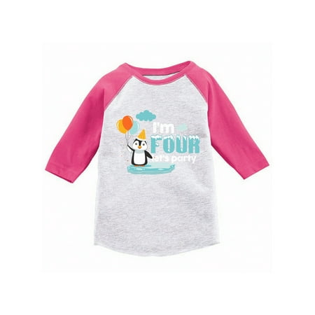 

Awkward Styles Birthday Gifts Penguin B Day Party Gift for Kids Fourth Birthday Penguin Toddler Raglan Animal Lover Gift Cute Penguin Raglan Shirts for Girls Cute Penguin Raglan Shirts for Boys