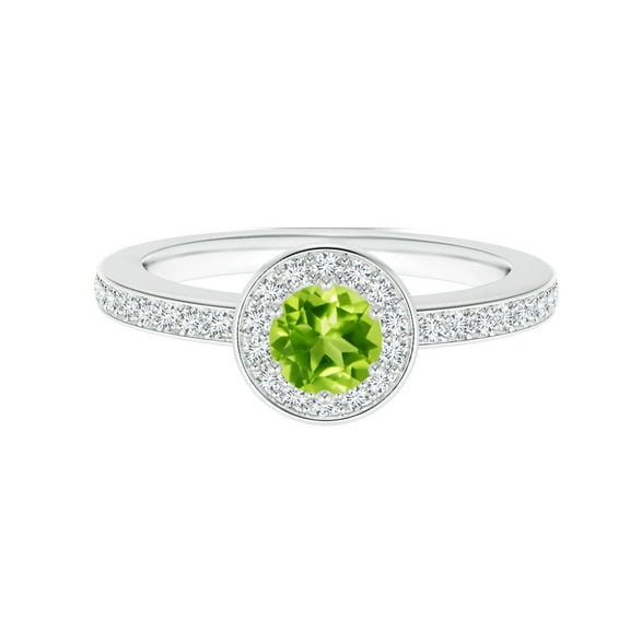 Solitaire Round 0.55 Ctw Peridot Gemstone 925 Sterling Silver White Accents Women Ring