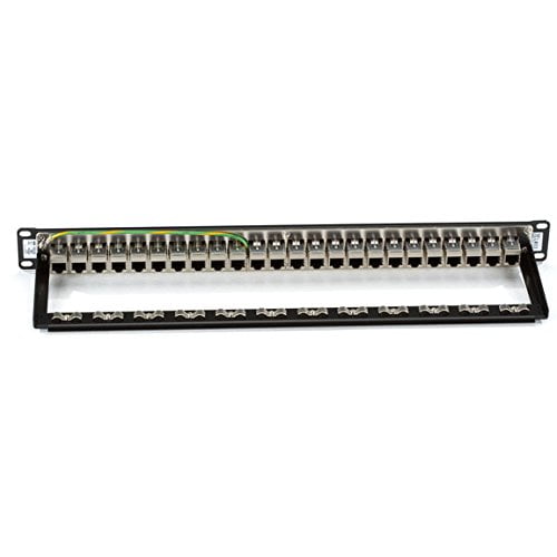 Black Box CAT6 Patch Panel - Feed-Through- 1U- Shielded- 24-Port - 24 Port(s)
