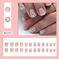 thumbnail image 2 of Uñas postizas adhesivas HPYFOI cortas cuadradas ombré con flores, 24 piezas, 2 of 7
