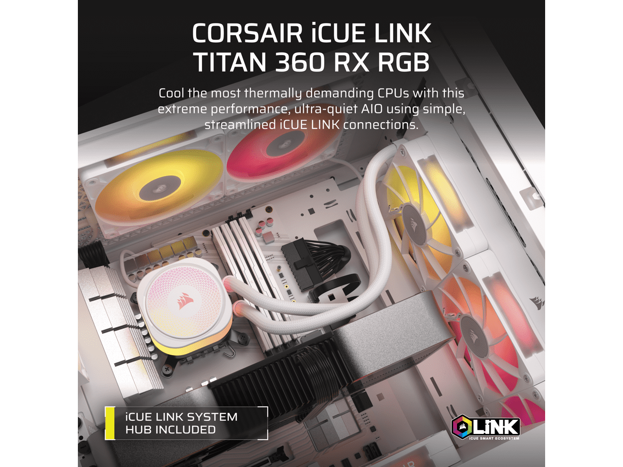 Corsair iCUE LINK TITAN 360 RX RGB AIO Liquid CPU Cooler White