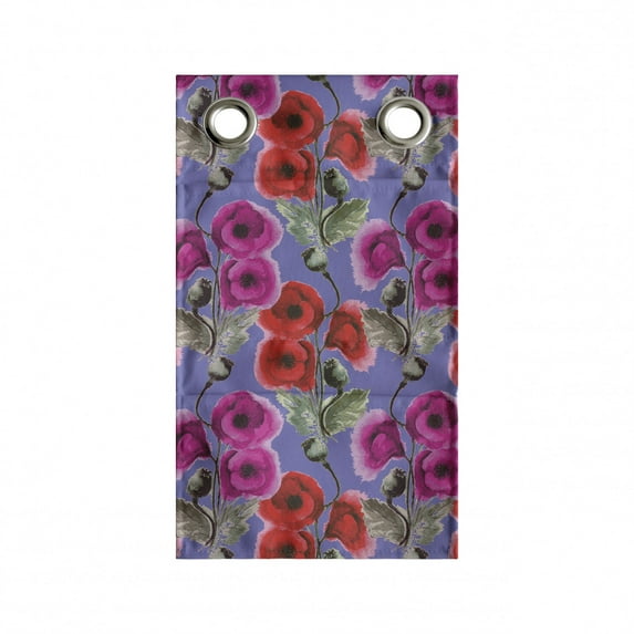 Floral Hanging Pocket Organizer, Poppy Petals Romantic Bouquets Meadow Blooms Rural Beauty on Dark Ceil Blue, Printed Polyester Storage Bag with Pockets, 9" x 27", Magenta Vermilion