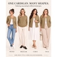 thumbnail image 6 of QUALFORT Women's 100% Cotton Lightweight Button-Front Cardigan Sweater, Crew Neck Long Sleeve Knit, Khaki L, 6 of 8