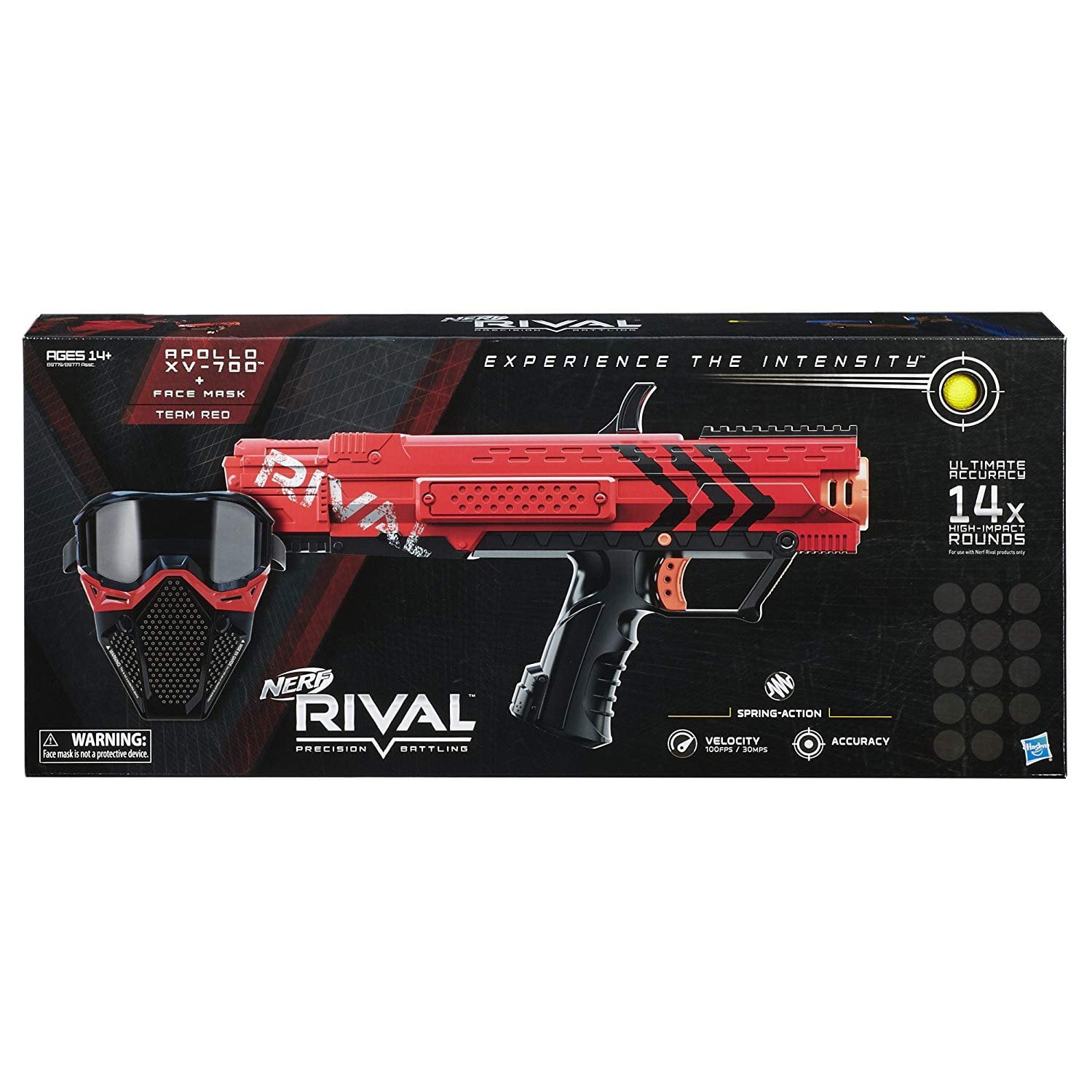 Nerf Rival Apollo XV-700 & Face Mask Team Red Blaster 14 PLUS 25 Nerf Rounds NEW 