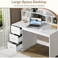 thumbnail image 4 of DreamCurship White Desk with Drawers, Home Office Desk with Hutch Shelf, Wood Study Writhing Desk for Kids, White, 4 of 7