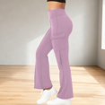 thumbnail image 4 of High Waist Flowy Wide Leg Yoga Pants, Stretchy Athletic Leisure Trousers with Pockets, Hidden Scrunch Waist, No Front Seam, CoreFlex Workout Flare Leggings, 4 of 8