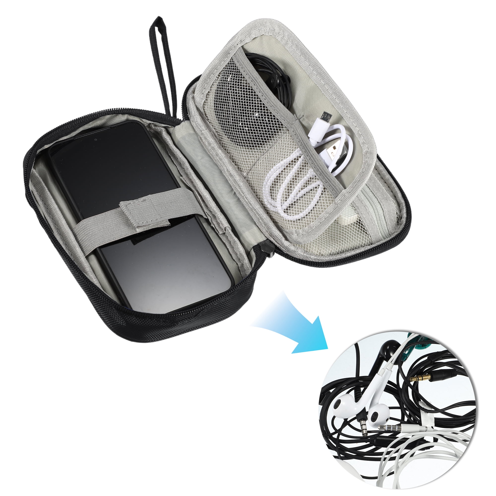 Unique Bargains Electronic Organizer Cable Waterproof Pouch for Accessories Black