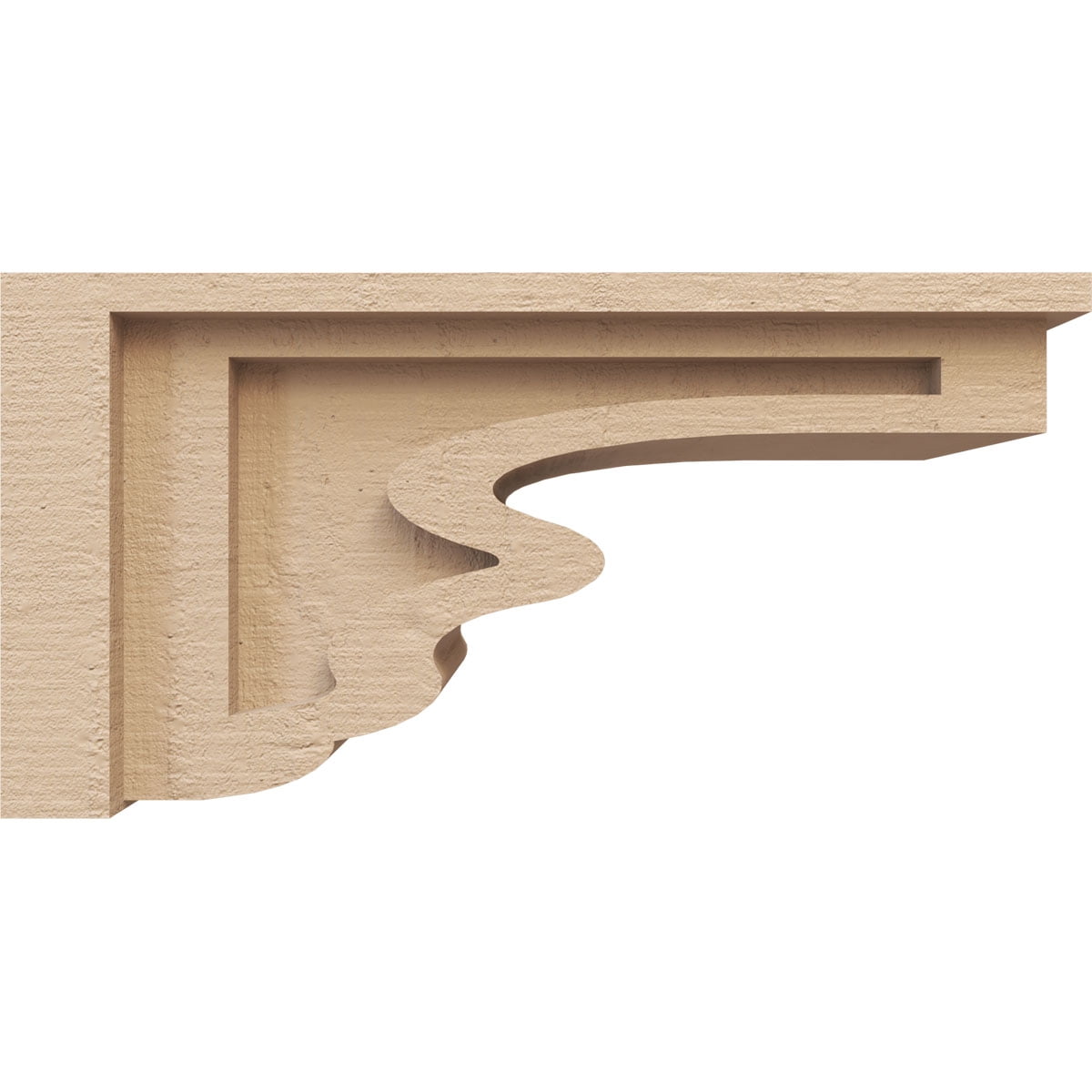 6"W x 12"D x 6"H Wide Highland Rough Cedar Woodgrain TimberThane Corbel, Primed Tan