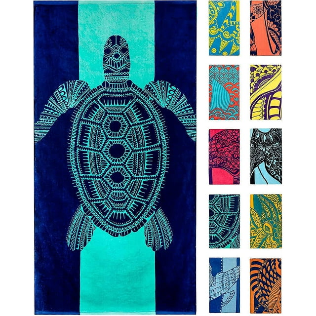 Beach Towel - Tropical Blue, Unique Design, Extra Large, Suitable for Kids and Adults
