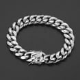 thumbnail image 2 of EOEMY 8mm-18mm Mens Miami Cuban Link Chain Bracelet Gold Silver Stainless Steel Bangle-Silver-12mm-11 Inches Bracelet, 2 of 8