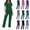 Black, variant on CHUMUD Women's Scrubs Set – V-Neck Short Sleeve Top & Flare Leg Pants with Pockets Medical Uniforms for Nurse, Doctor, Healthcare Workers