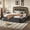 Black, variant on Queen Size Bed Frame with 4 Storage Drawers and LED Lights, Upholstered Platform Bed with Adjustable Chic Double Wavy Headboard, Charging Station, Metal Slats Support, White