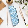 thumbnail image 7 of Leather Semi-Circular Storage Bag 7.5×2.6×1.4in Single Pocket Design Semi-Circular Shape Can Be Used As A Storage Pen Makeup Bag Lightskyblue Moroccan Trellis Hand-Drawn Sketch_3, 7 of 7