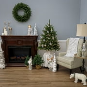 National Tree Company Pre-Lit Artificial Mini Christmas Tree, Green, Dunhill Fir, Clear Lights, Includes Stand, 4 Feet