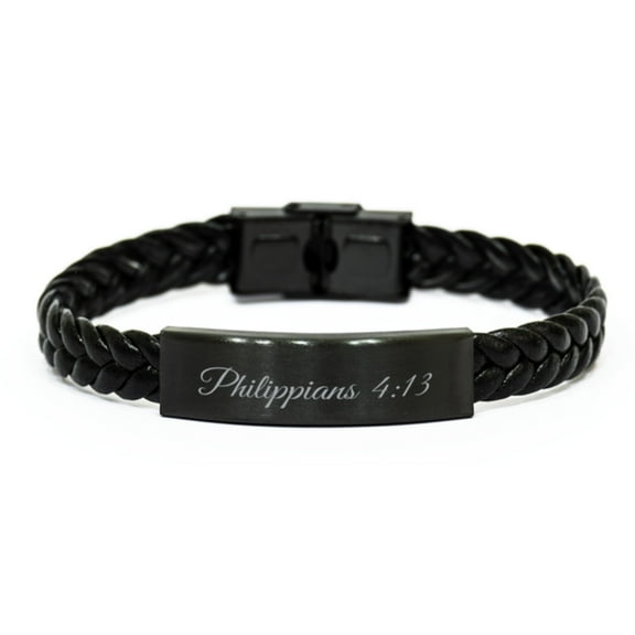 Philippians 4 13 Bracelet Braided Leather