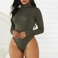 thumbnail image 5 of Deepwonder Women Long Sleeve Turtleneck Bodysuit Sexy Stretchy Romper Jumpsuit Shapewear Basic Solid Bodycon Leotard Top S, 5 of 5