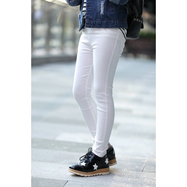 Pantalones pitillo para niñas, pantalones ajustados elásticos para bebés, leggings ajustados para niños de talla mediana y grande, pantalones vaqueros de imitación