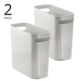 thumbnail image 2 of mDesign Plastic Small 1.5 Gal/5.7 Liter Trash Can, Handles, 2 Pack, Light Gray, 2 of 9