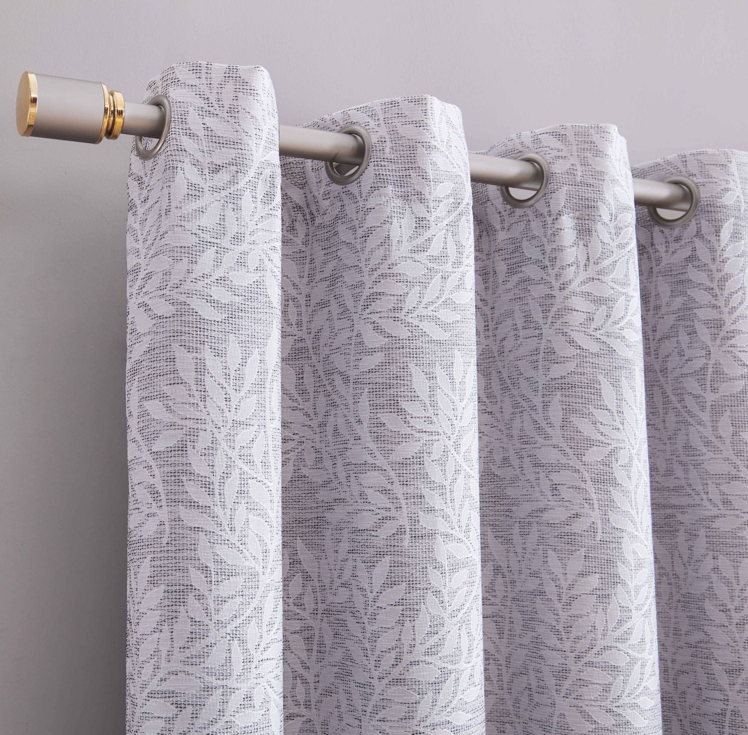Jacquard Leaf Blackout Grommet Single Window Panel
