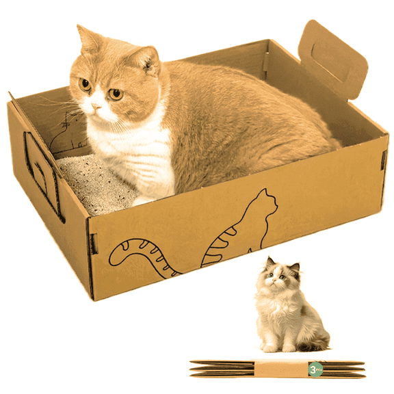 3-Pack Disposable Litter Boxes for Cats, Foldable Cardboard Cat Litter Box, Waterproof Coating, Portable for Travel(17.2'' x 12.2'' x 5.3'')