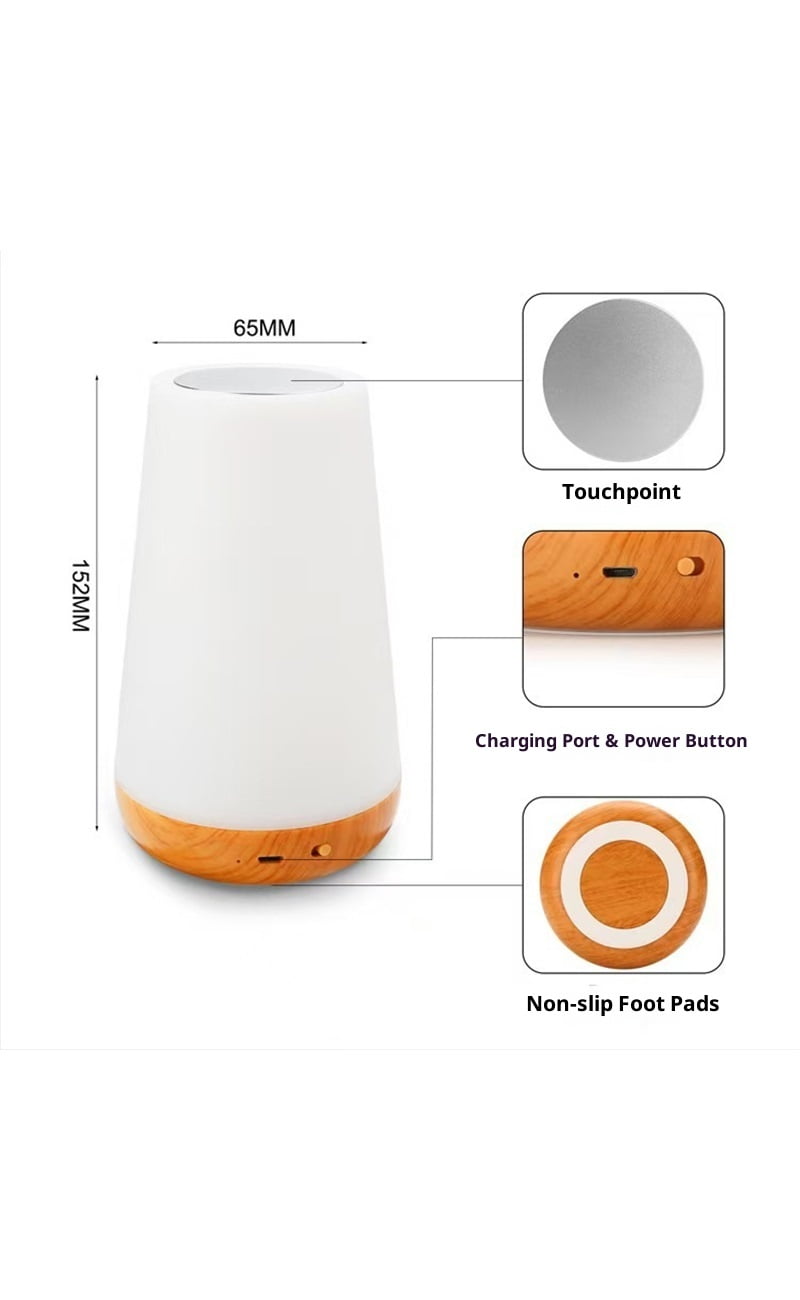 LED Night Light Bedside Lamp Touch and Remote Control Dimmable Tabletop 13 Colors Changing 3 Brightness Adjustable Rechargeable Portable Lamp for Baby Kids Nursery Bedroom Bathroom Camping