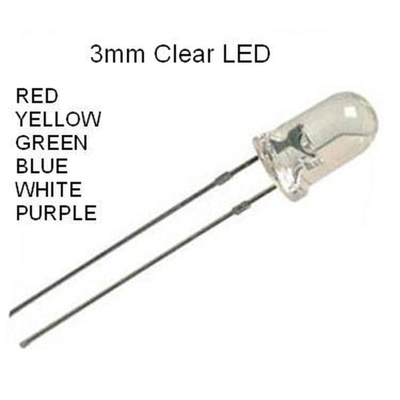 LED Clear, 3mm - BLUE with Resistors - 30ea