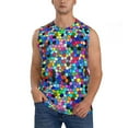 thumbnail image 3 of Uemuo Colorful Tie Dye Stained Glass 2 Pattern Men's Sleeveless T-Shirt,Muscle Athletic Tank Top, Moisture-wicking Quick-dry Breathable Classic Tee Top for Gym Run Outdoor Sports-Large, 3 of 8