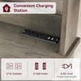 thumbnail image 3 of Bakers Rack With Storage Cabinet, Microwave Stand With Power Outlets, Farmhouse pantry cabine With Thick Table Top, Small Kitchen Pantry Hutch Bakers Rack for Kitchen,Dining Room,Retro Gray, 3 of 7