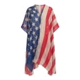 thumbnail image 4 of Heydday Women's American Flag Kimono Cover Up, 4th of July Patriotic Beachwear, Open Front Loose Cardigan Swimsuit Wrap (Blue/One Size), 4 of 5