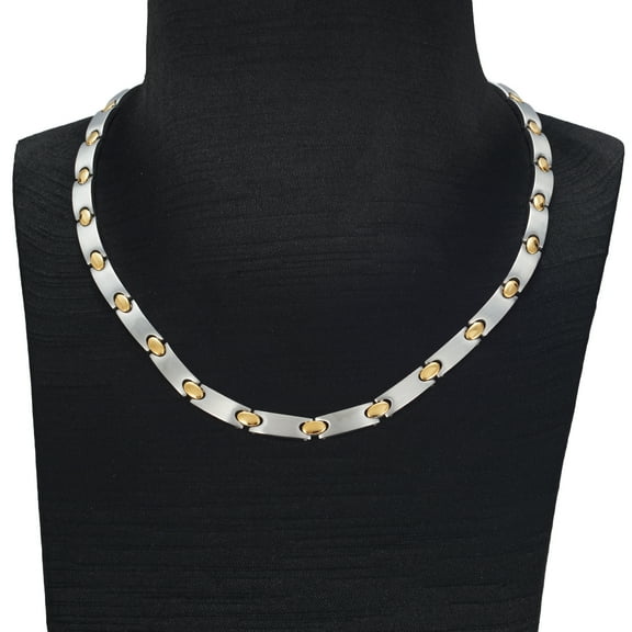 Magnetia Classic Gold Silver Stainless Steel Necklace for Women 18''(48cm)' , Christmas Jewelry Gift Set for Daughter Mom, Clearance Jewelry