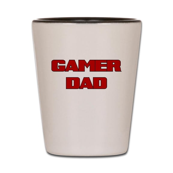 CafePress - GAMER DAD - White/Black Shot Glass, Unique and Funny Shot Glass