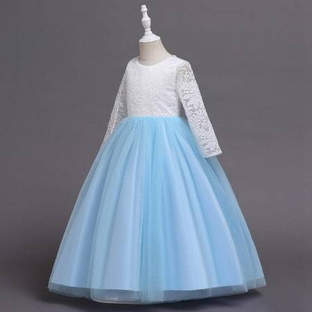 

BULLPIANO Flower Girls First Communion Dresses Tutu Dresses Long Sleeves Girls Wedding Dress Pageant Ball Gown