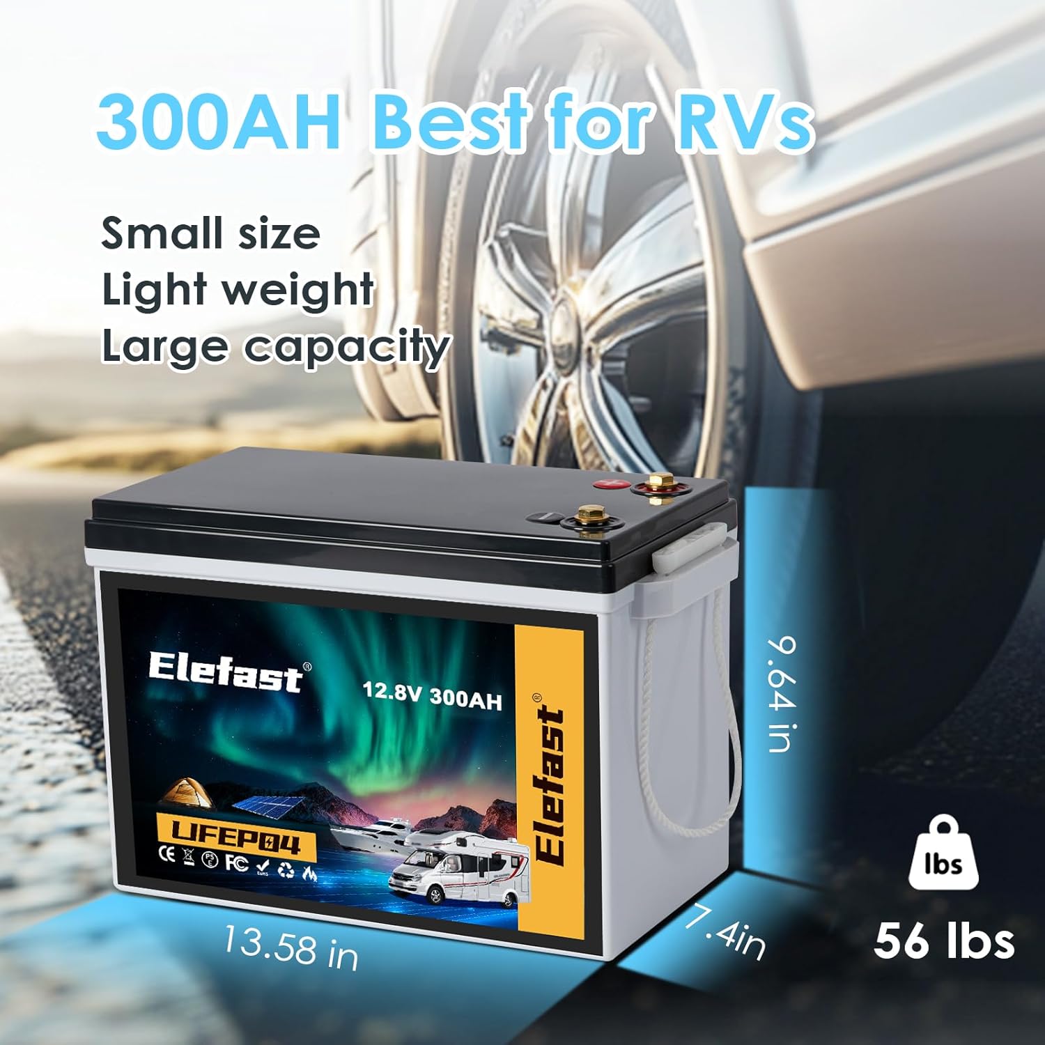 12V 300AH Lifepo4 Battery,12V Lithium RV Battery Built-in 200A BMS and Bluetooth,Max 3840Wh,Up to 8000 Deep Cycle.Perfect for RV,Solar Energy,Off-Grid System
