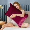thumbnail image 3 of Solid Color Silk Pillowcase Silk No Zipper Envelope Pillow Pillow Cover, 3 of 6