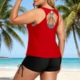 thumbnail image 3 of 3 Piece Tankini Swimsuits for Women Swim Tank Top Fashion Stripe Bra Summer Athletic Bathing Suits with Shorts Beach Vacation Swimwear, 3 of 5