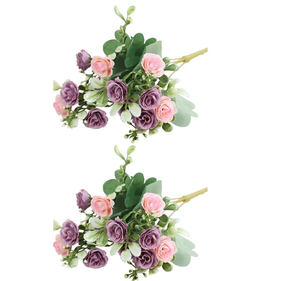 Valentine's Day Multi-Color Artificial Rose Bouquet, 12in Romantic Decorative Floral Arrangement for Home Valentine's Decorations & Holiday Gifting
