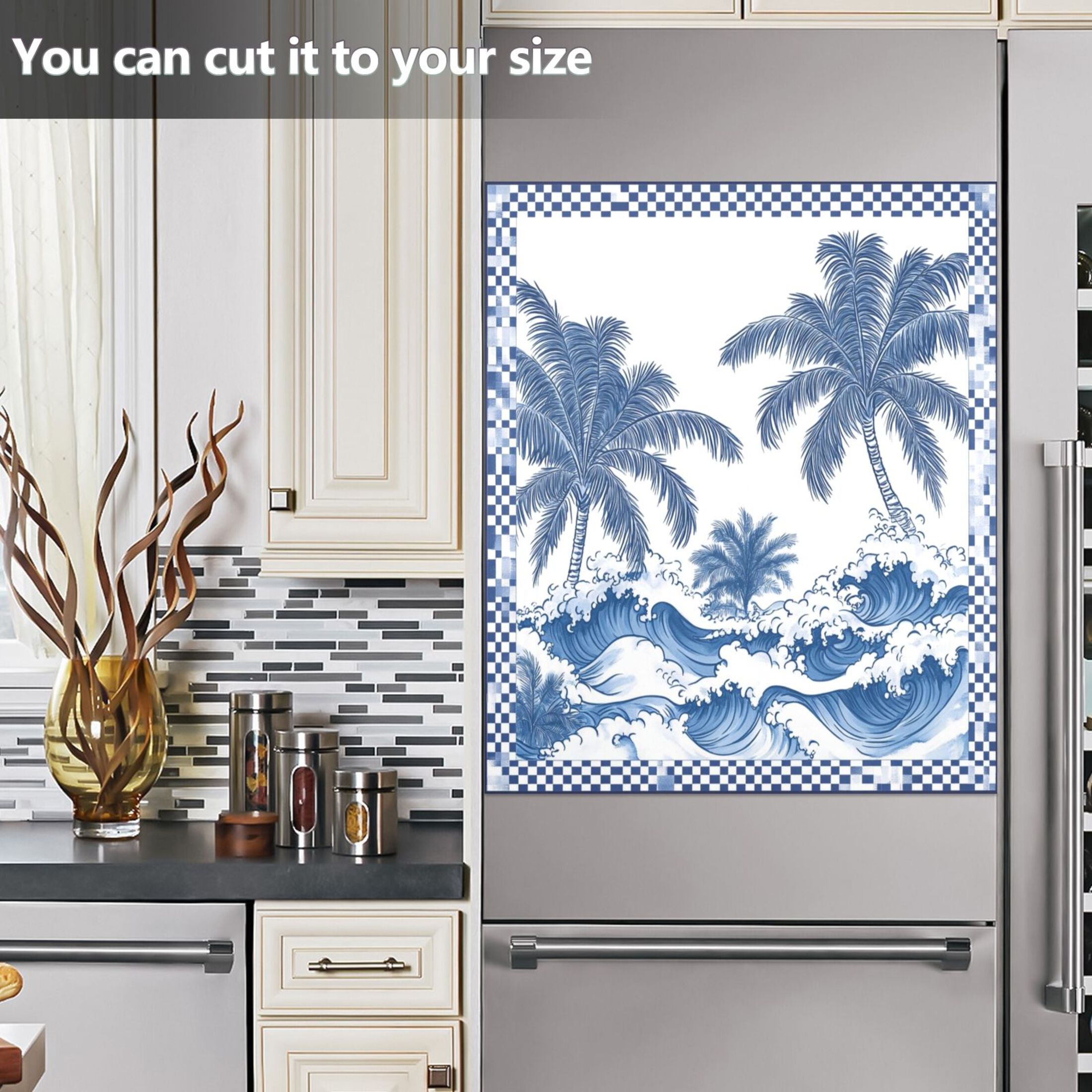Dishwasher Magnetic Sticker 23x26 Inch Refrigerator Magnetic Sticker Washing Machine Magnetic Sticker Kitchen Panel Magnetic Sticker Home Decor Beautiful Blue Coconut Tree