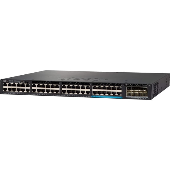 Restored Cisco Catalyst, 48-Port UPoE Multi-Gigabit Switch, Uplinks P/N: WS-C3650-12X48UQ-S (Refurbished)