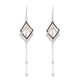 thumbnail image 2 of Pendientes para mujer, regalos para mujer, moda para damas, pendientes largos con borlas de rombos y diamantes, joyería para damas., 2 of 5